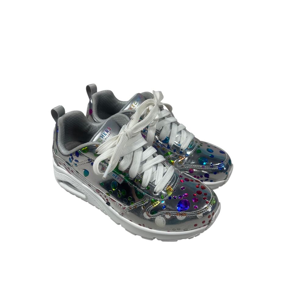 Sketchers Uno Galactic Gal Sneakers Women's 6.5 Metallic Silver Lava Embellished